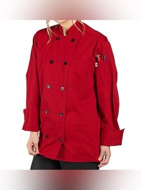 Uncommon Chef Moroccan 0405 Unisex Red Long Sleeve Chef Coat 2XL